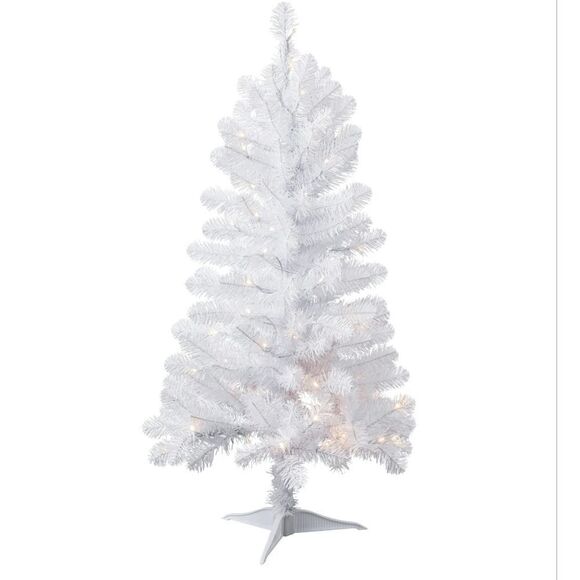 Holiday Time Other - 4 ft Pre-Lit Indiana Spruce White Valentine's Christmas Tree, Clear LED Lights